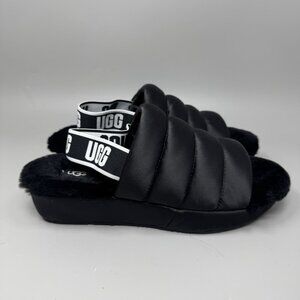 UGG Women's Puff Yeah 1106875 Black Open Toe Slide Slippers - Size US 8